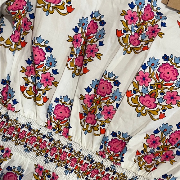 Boden Long Sleeve Floral Dress Violet Trim Midi Dress - Picture 8 of 8